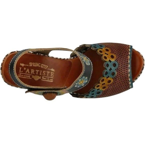 Spring Step L’Artiste Sandal Jive Quarter Strap Camel Multi TanBlackBRN H3”40 8 - Picture 6 of 15